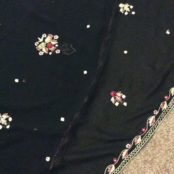 Handmade Accessories - SALE* Hand Embroidered Black Shawl